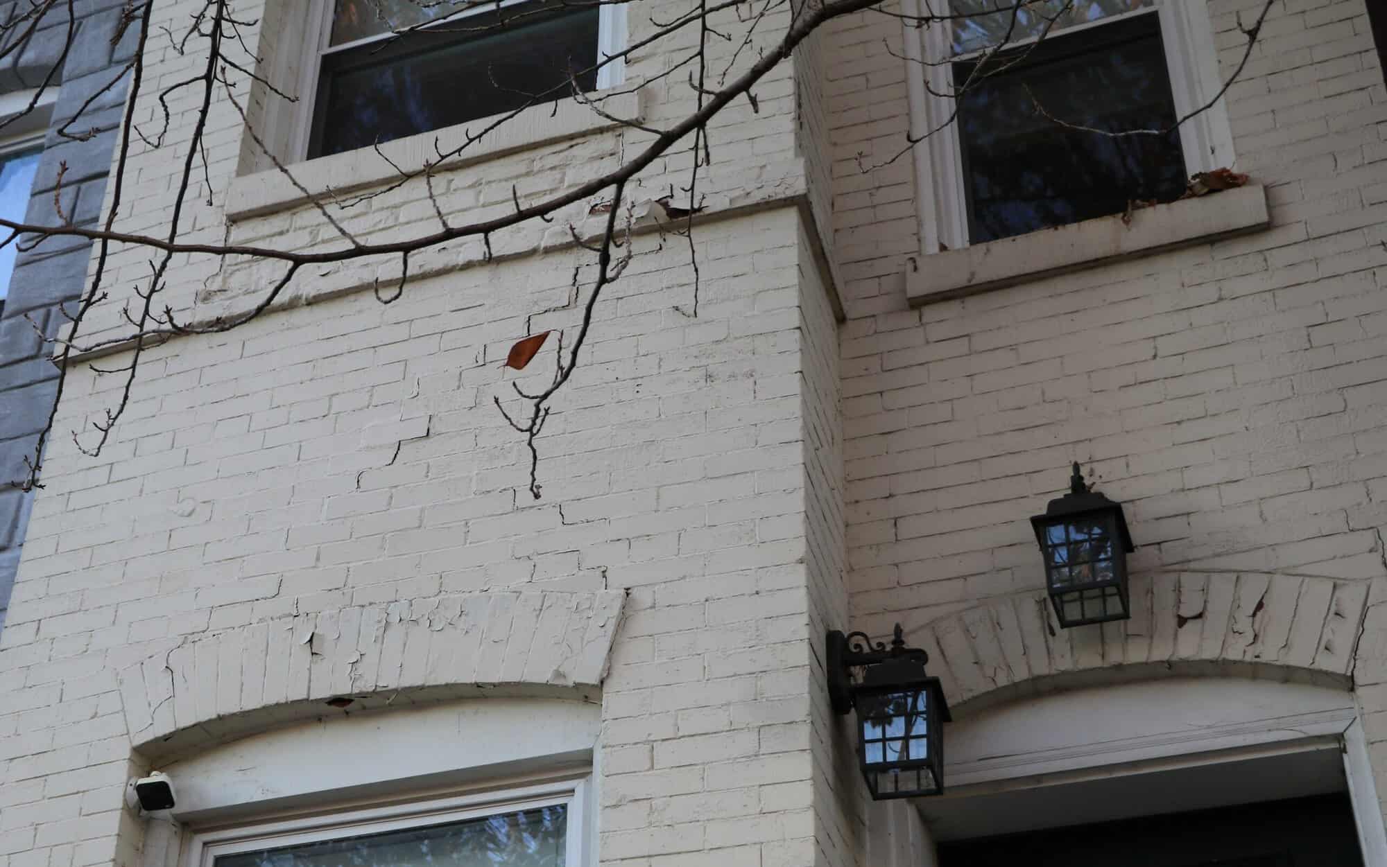 Close-up of historic brick masonry with fresh tuckpointing on a Renaissance-era building.